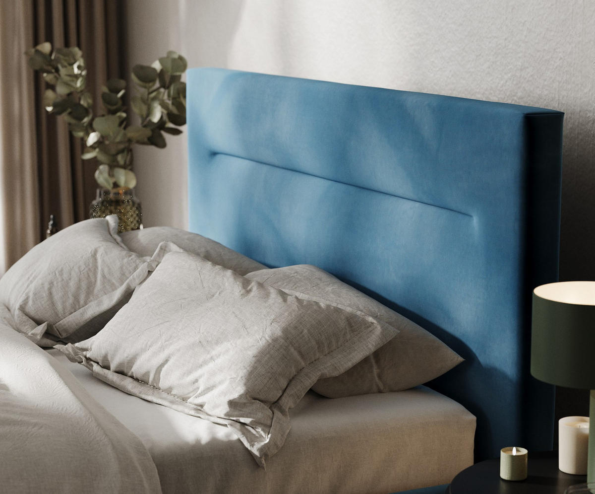 POLSTERBETT Liline 140/200 cm Dunkelblau im Kronos Stoff - Schwarz/Naturfarben, Holz/Holzwerkstoff (140/200cm) - AltaBeds