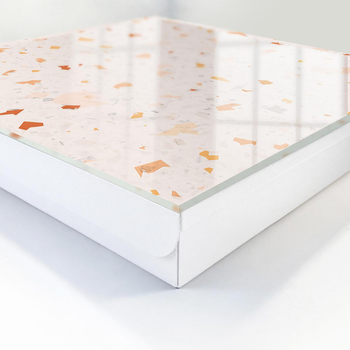 SCHLÜSSELBOX Weiß 30x30 cm – Türöffnung nach rechts - Elegantes Mosaik - Beige, Metall (30/30/5cm) - TULUP