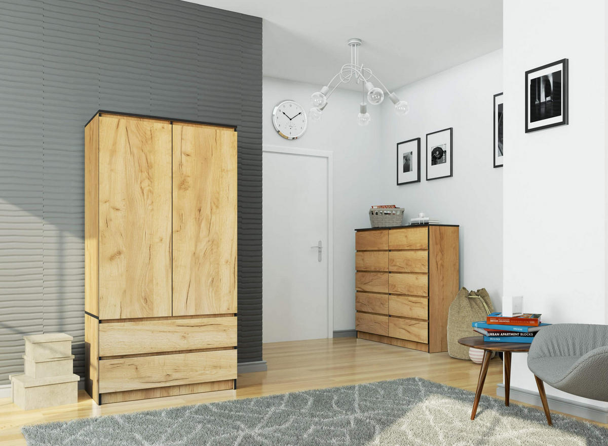 KLEIDERSCHRANK Eichefarben 180x51x90 cm - Eichefarben, Holzwerkstoff (180/180/51cm) - Akord