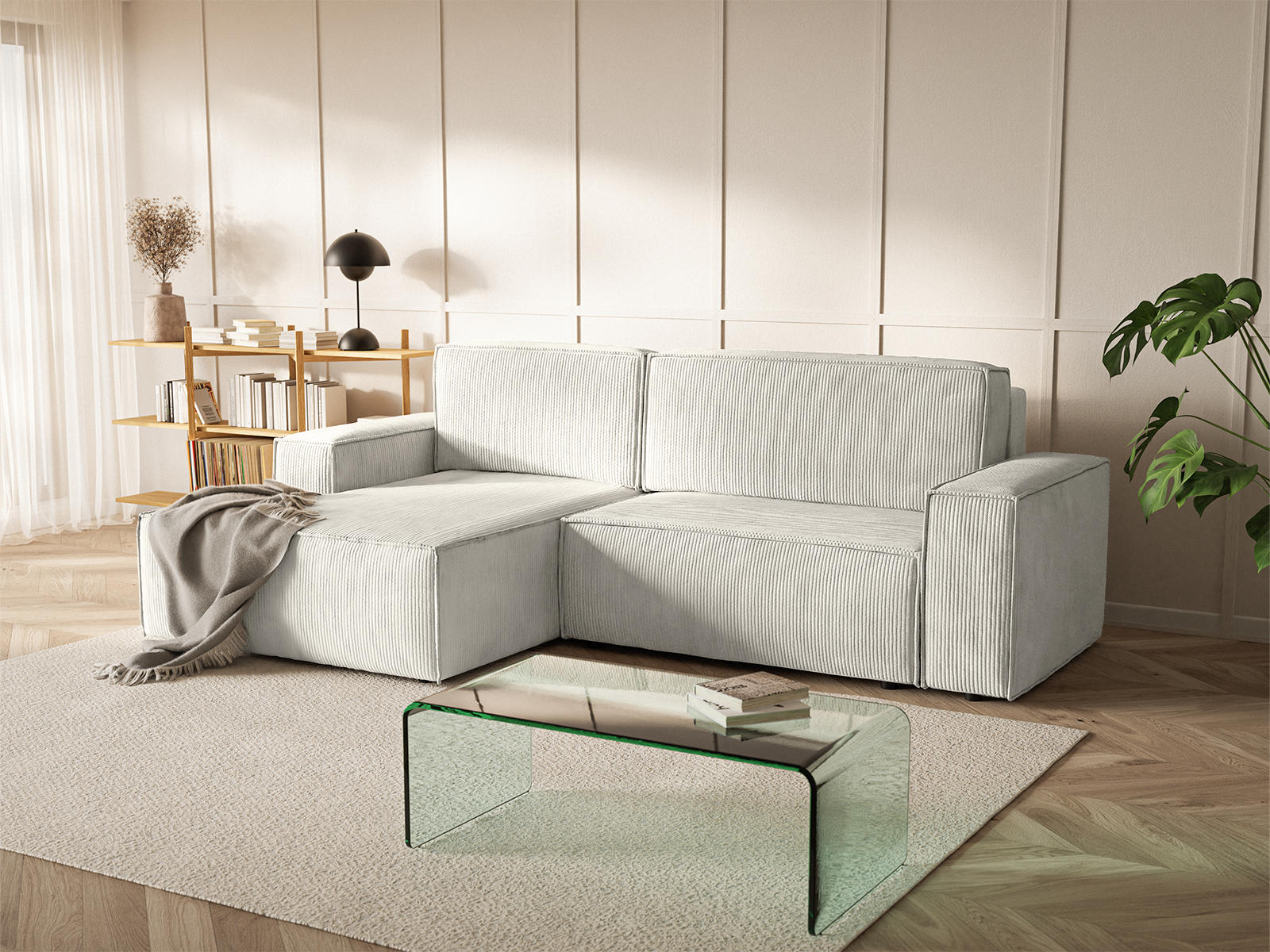 ECKSOFA Kokko mit Schlaffunktion, Cremeweiß - Creme, Textil (267/167cm) - Fedve