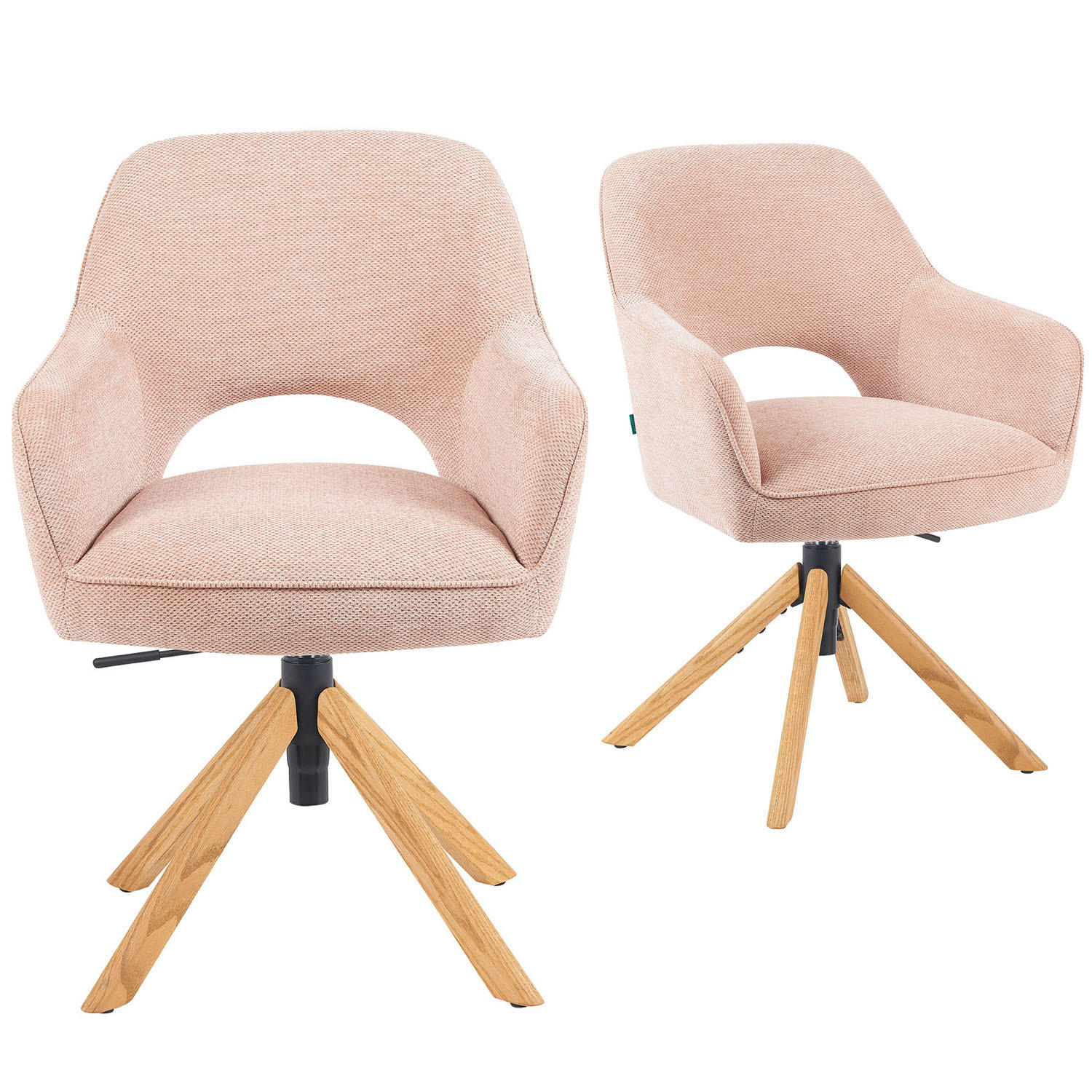 BÜROSTUHL Mika-Amia - Honigeiche/Rosa, Eichenholz/Holz (60/88/65cm) - DUBI Möbel