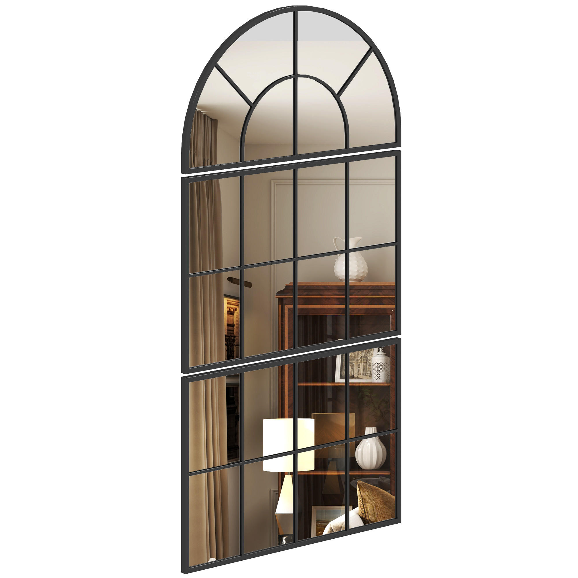 WANDSPIEGEL-SET DE-14289 3-teilig, Bogen-Design Schwarz - Schwarz, Glas (76/53/2cm) - ComfortXL