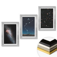 WANDBILDER 3er Set - 20x30 cm Silberner Rahmen - Galaxienraum Wassermann - Silberfarben, Kunststoff (20/30cm) - ArtPrintCave