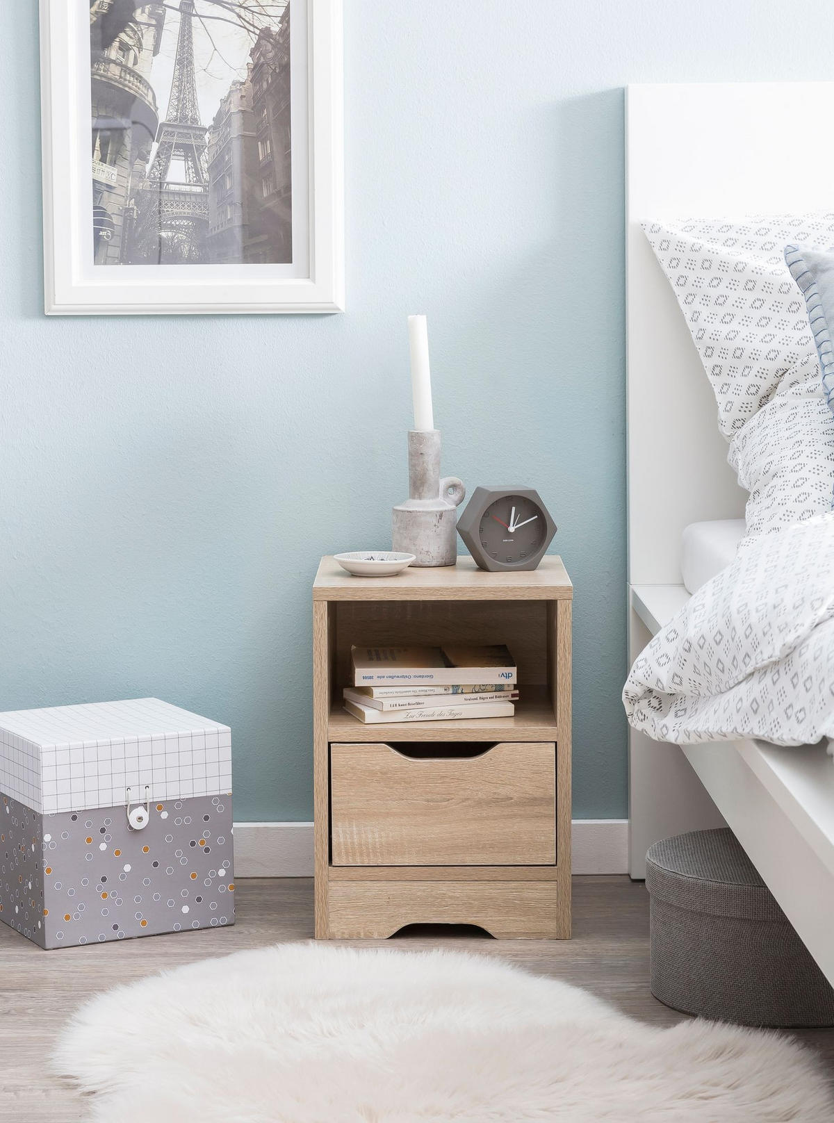 NACHTTISCH Modern Schublade Ablage Kratzfest ILM, Beige 31x31x43 cm - Beige, Holz (31/43/31cm) - KADIMA DESIGN