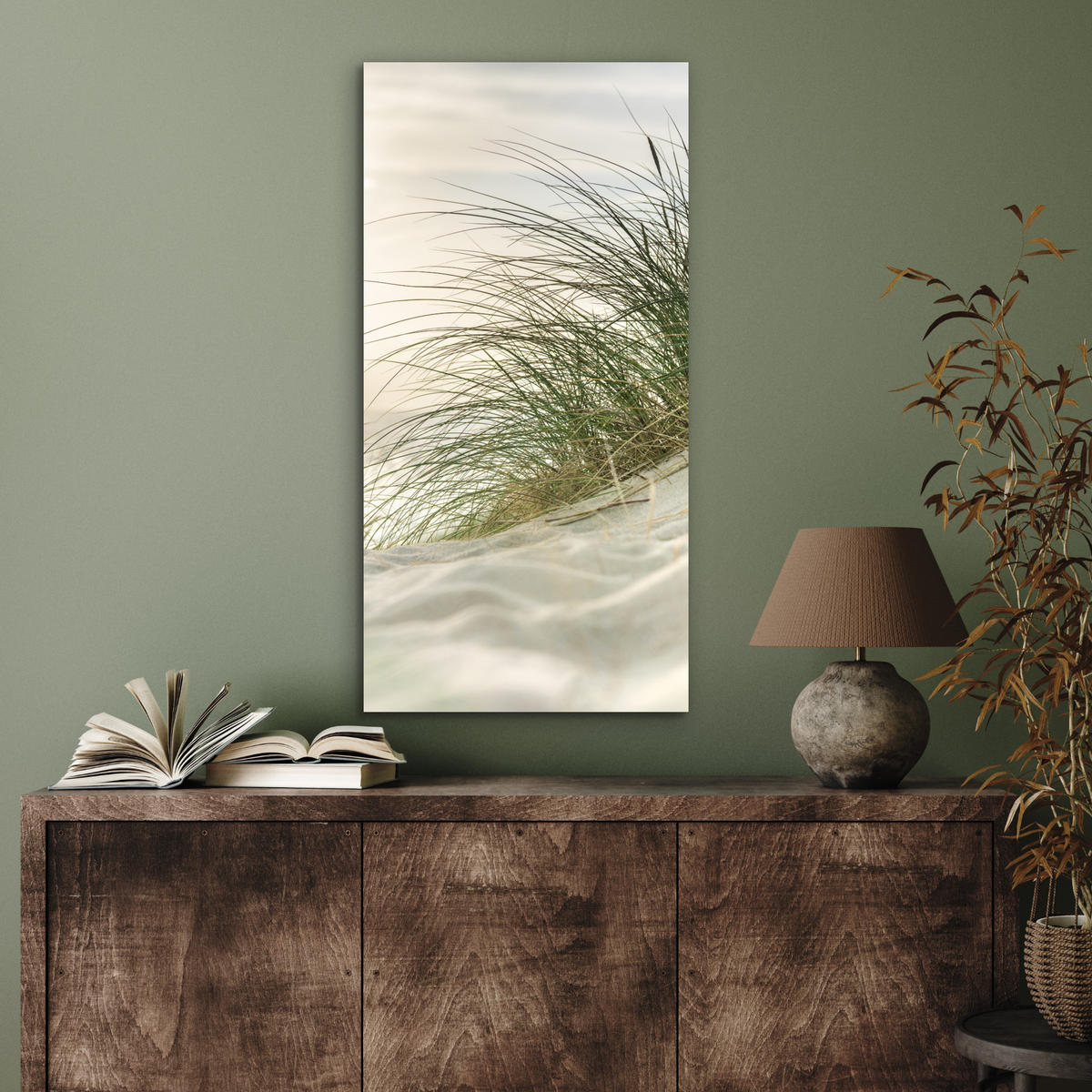 METALLBILD Dünen mit Strandhafer in der Sonne des Nationalparks Schleswig-Holsteinisches Wattenmeer 40x80 cm - Creme, Metall (40/80cm) - MuchoWow