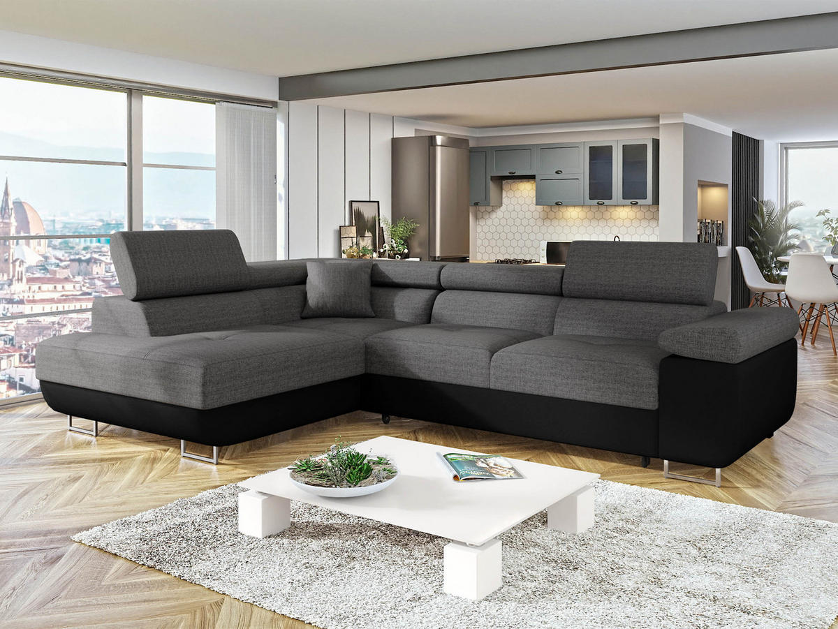 ECKSOFA Torezio, Seite: Links - Graphitfarben, Holz/Textil (274/203cm) - MIRJAN24