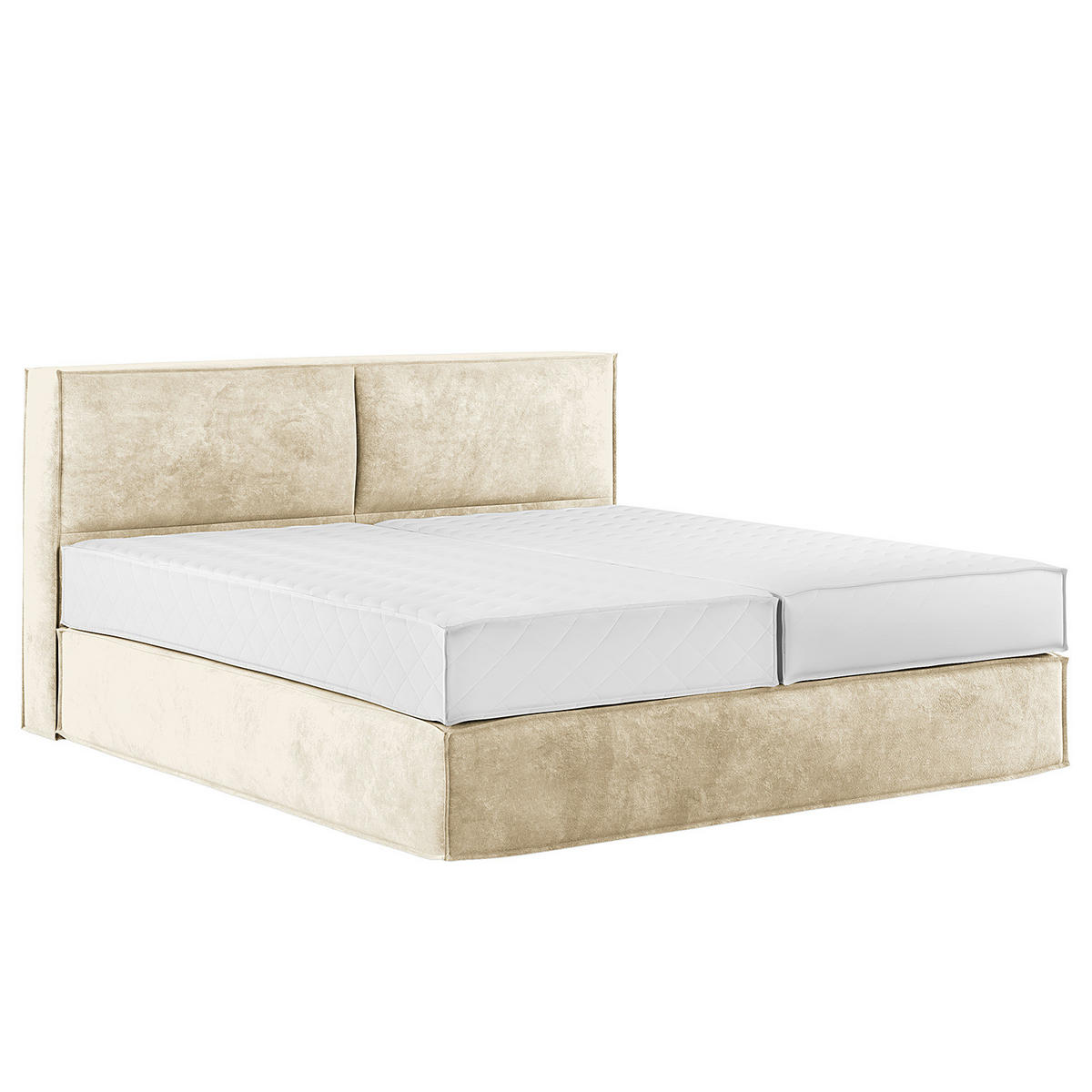 BOXSPRINGBETT mit Kopfteil - Premium - Beige, Textil (200/200cm) - home24