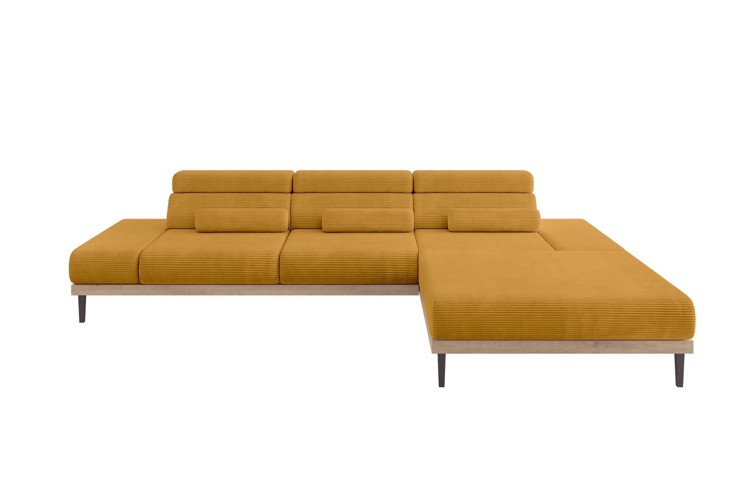 ALTDECOR ELEKTRICKÁ rohová pohovka MONA, pravá, 316x205x85 cm, hořčicově žlutá, manšestr