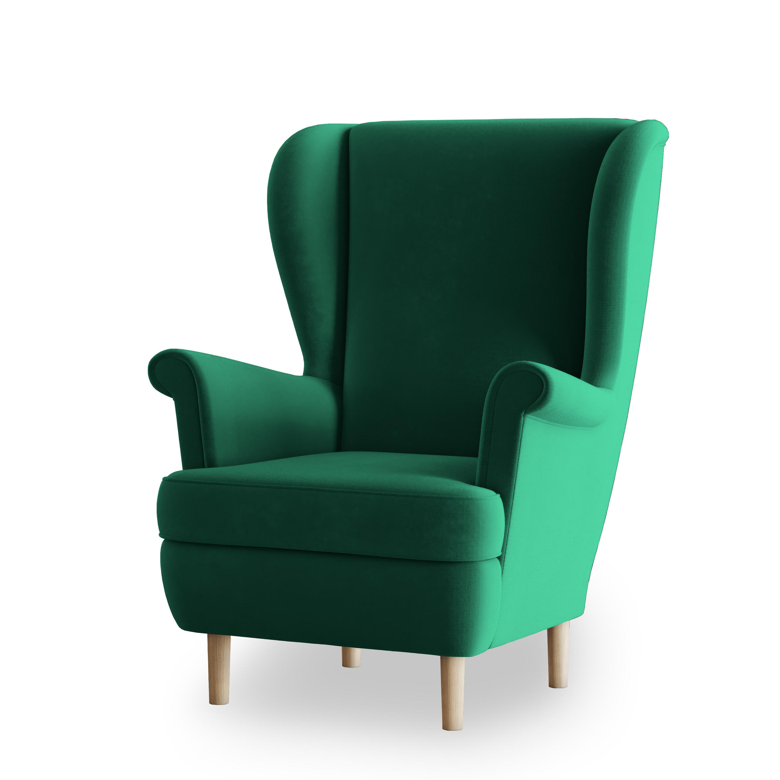 SESSEL LENTIO Ohrensessel Polstersessel, Grün - Grün, Holz/Holzwerkstoff (75/103/75cm) - MASSENO