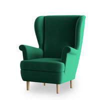 SESSEL LENTIO Ohrensessel Polstersessel, Grün - Grün, Holz/Holzwerkstoff (75/103/75cm) - MASSENO