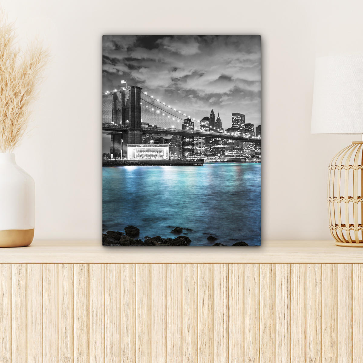 LEINWANDBILD New York - Skyline - Stadt - Blau Room Decor 30x40 cm - Blaugrau, Textil (30/40cm) - MuchoWow