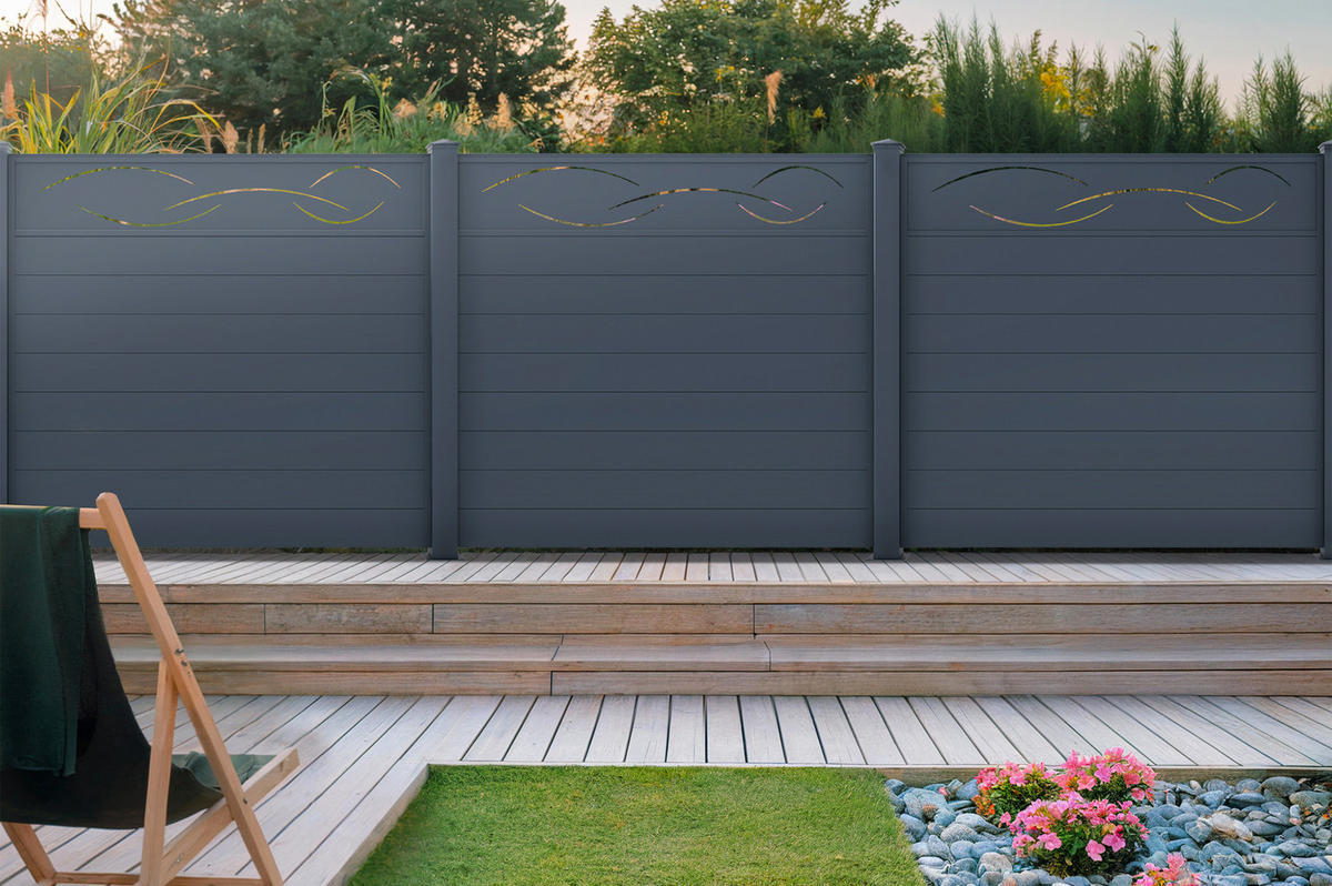 SICHTSCHUTZZAUN 5er-Set Life grau 1,9m H.170cm aluminium - Grau, Metall (945/166cm) - Casanoov