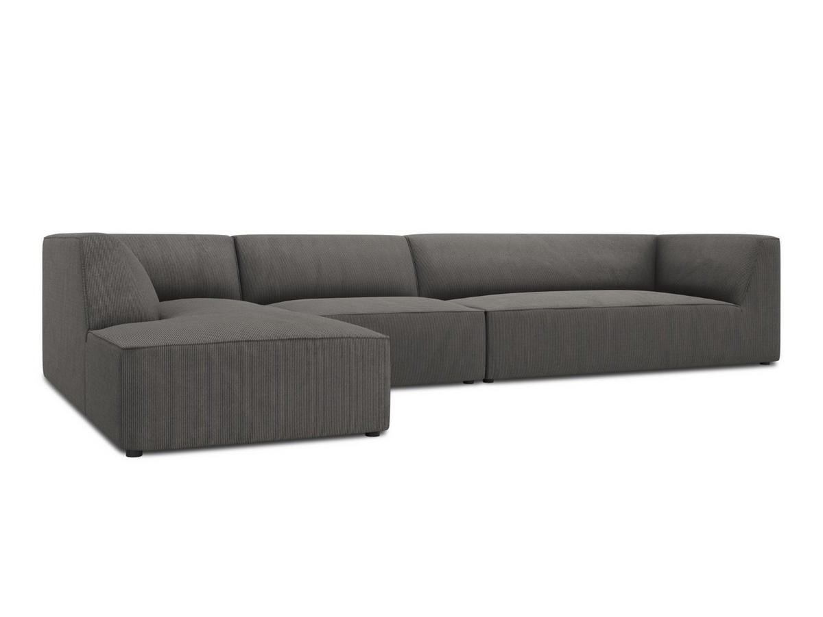 ECKSOFA links Ruby aus Cord dunkelgrau 5 Sitzplätze - Dunkelgrau, Textil (180/366cm) - Micadoni