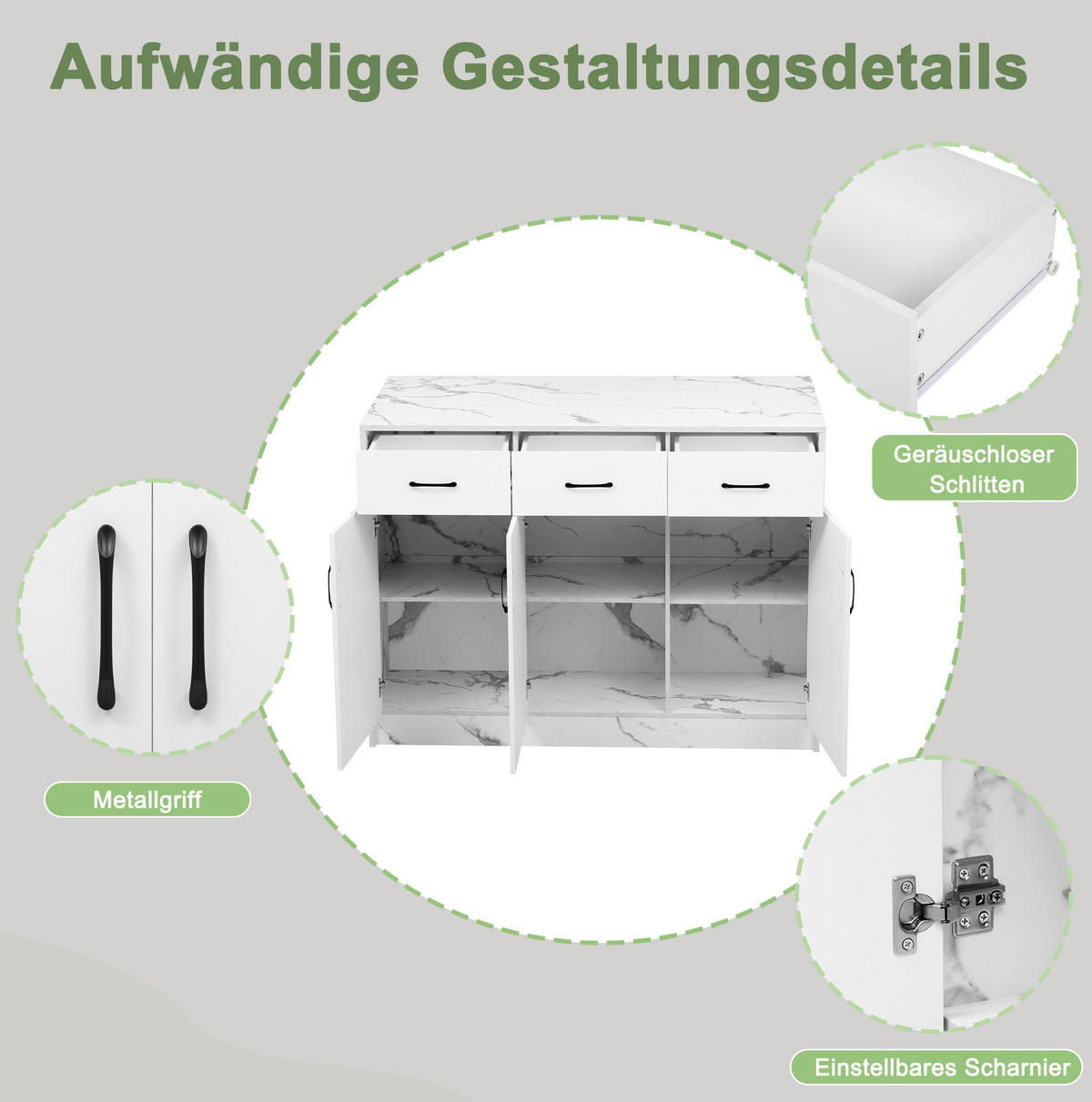 KUHINJSKI otok 120/60/90,5 cm, MDF, bijeli mramor, s barskim dijelom - bijela, drvni materijal (120/90.5/60cm) - BEAOK