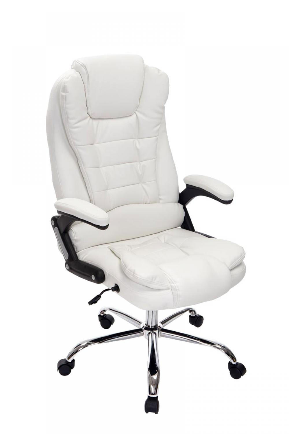 CHEFSESSEL Lederlook weiß - Chromfarben/Weiß, Textil/Metall (69.5/113/78cm) - CLP