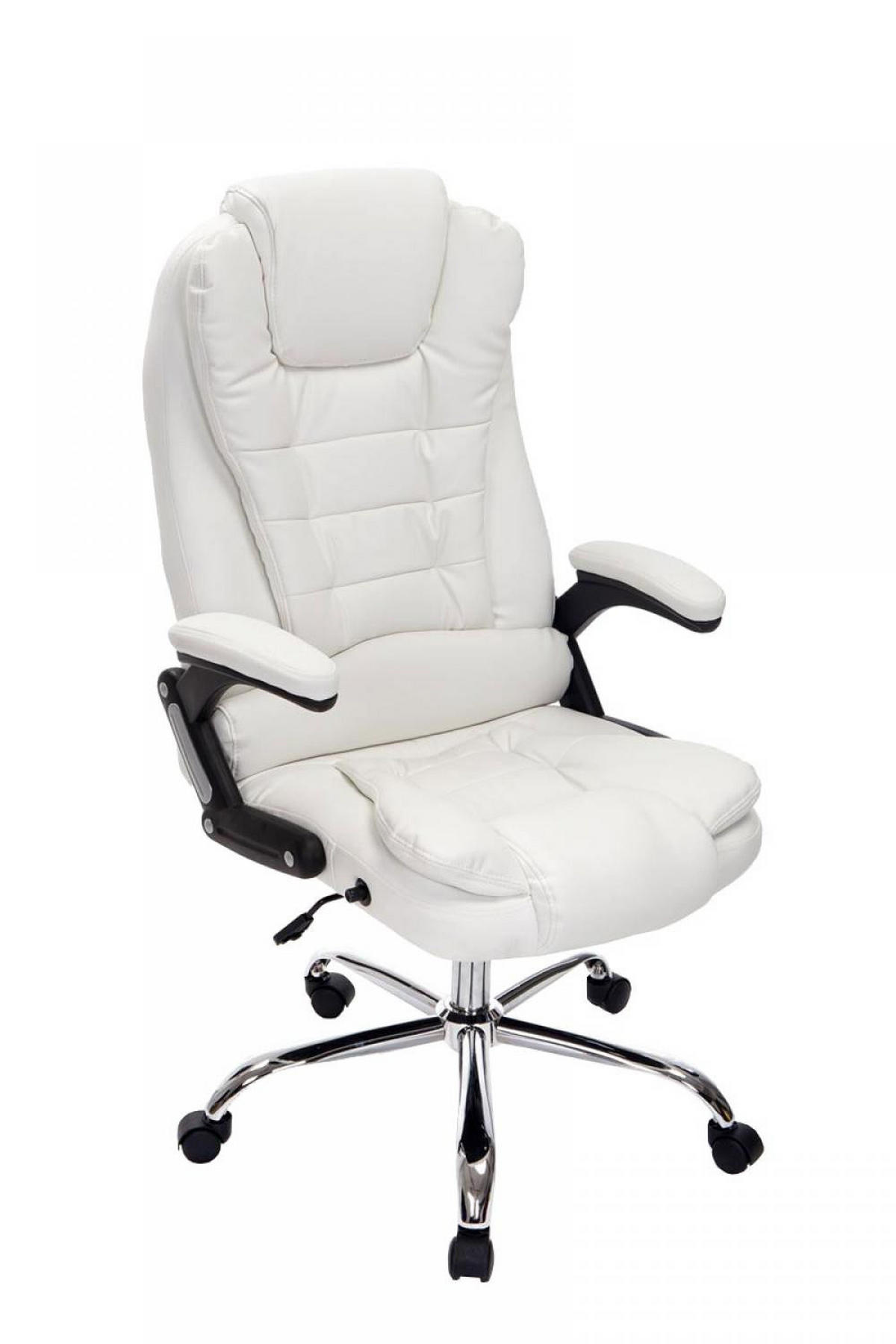 CHEFSESSEL Lederlook weiß - Chromfarben/Weiß, Textil/Metall (69.5/113/78cm) - CLP