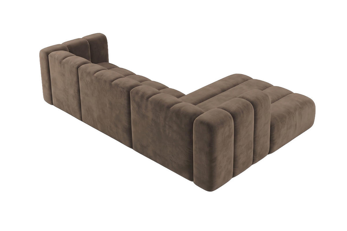 ECKSOFA Modulares In L-Form, Velvet-Stoff Riviera, Braun, Rechts, GRAND 287 cm - Braun, Holz (287/179cm) - Kaiser Möbel