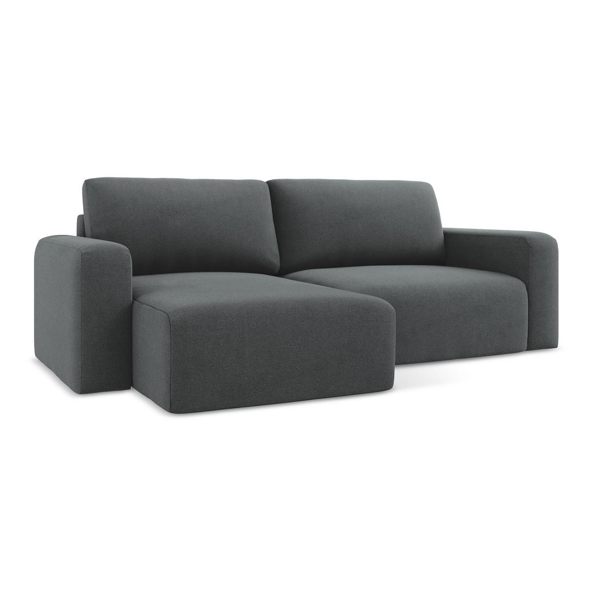 ECKSOFA mit Schlaffunktion links Strukturstoff Stoff Grau - Schwarz/Grau, Kunststoff/Textil (149/244cm) - LaMiaSofa