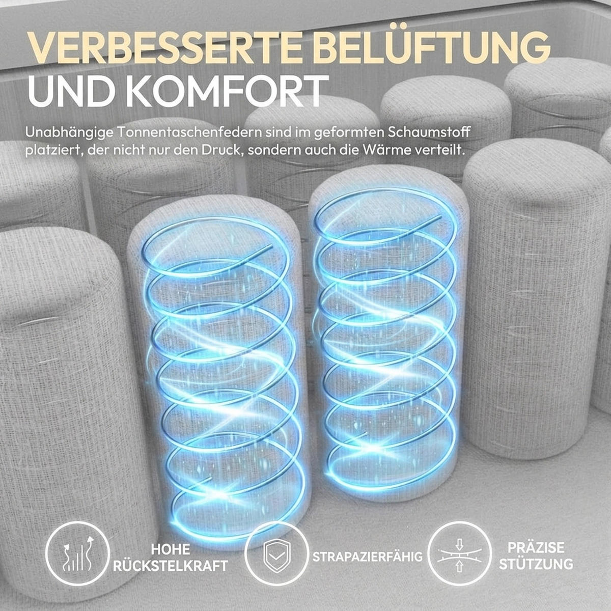 GAMING Stuhl &Massage-Wärmefunktion, atmungsaktivem Taschenfederkissen - Weiß, Leder (60/127/60cm)