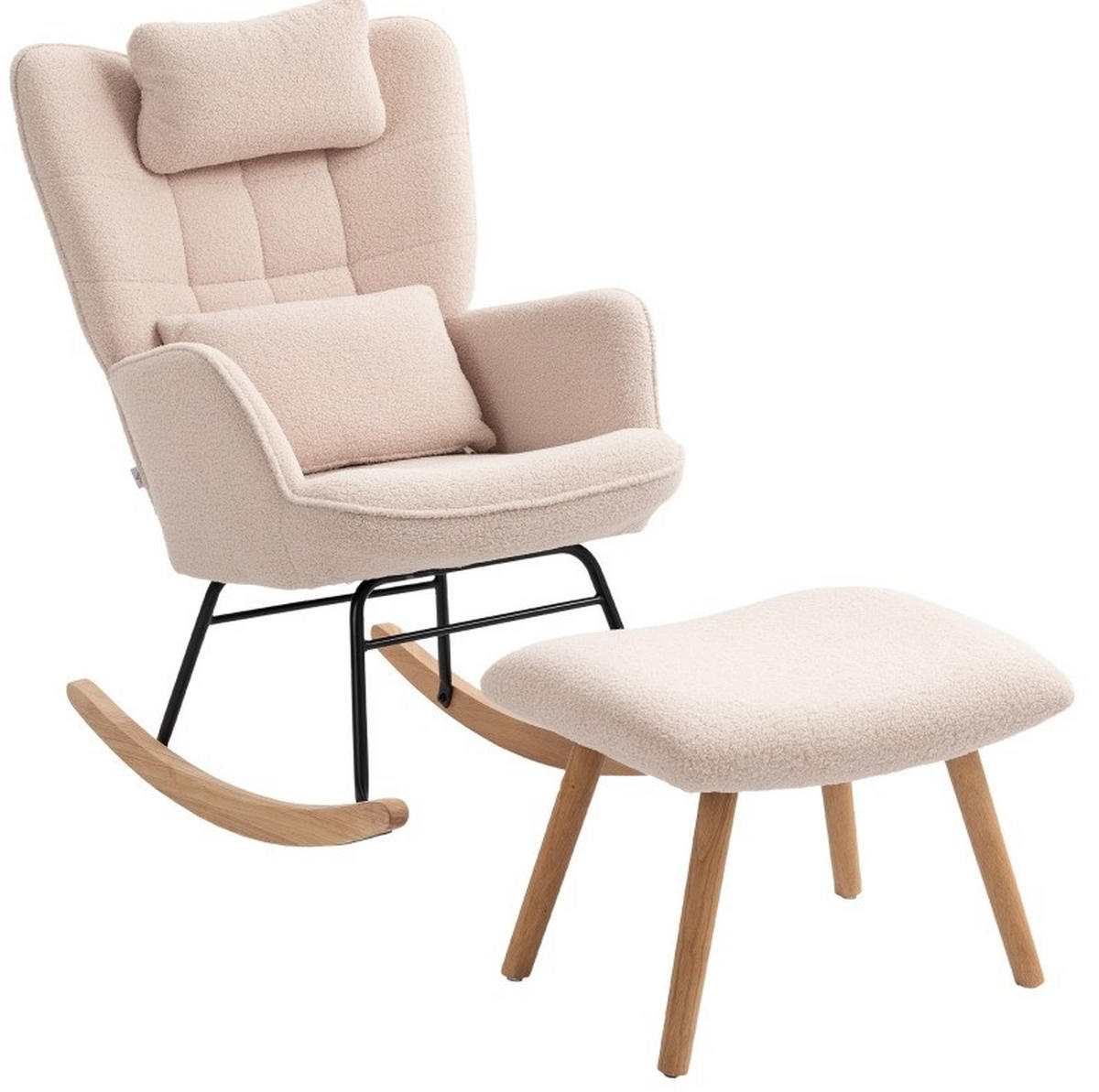 SCHAUKELSTUHL mit Hocker Polyester-Fleece, Metallgestell 70,5/101,5/99,5 cm Beige - Beige, Textil (70.5/99.5/101.5cm) - Redom