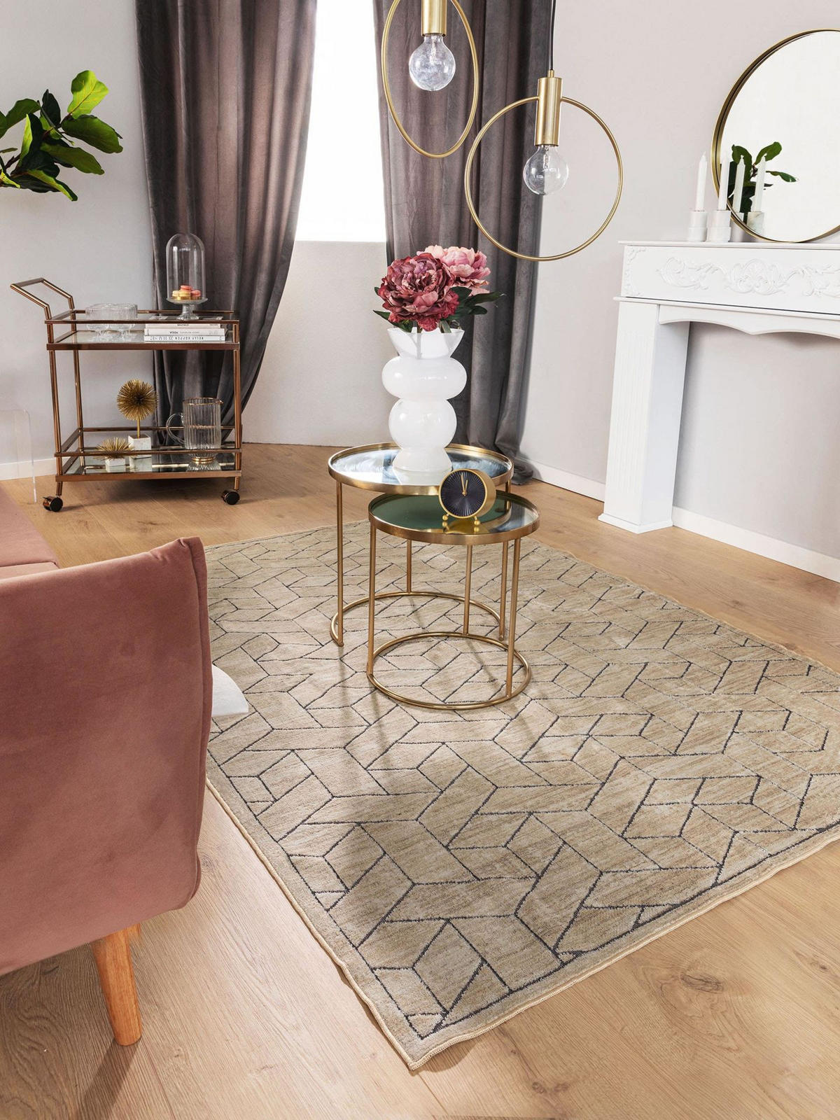 TEPPICH Daisy Cream 140x200 cm - Beige, Textil (140/1cm) - KUNSTLOFT