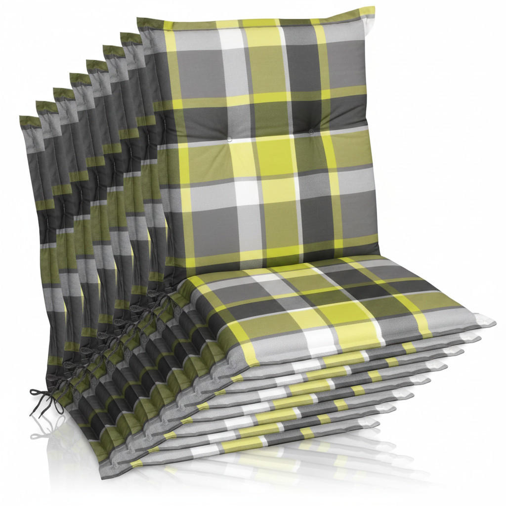 NIEDERLEHNERAUFLAGE Sunny GR 100x50x6cm Grün Kariert (8tlg) - Grün, Textil (50/6/100cm) - Beautissu 