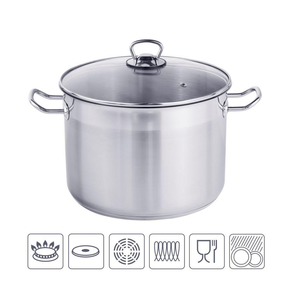 UNIVERSALTOPF mit Glasdeckel 10L Maße: ca. Ø: 26 x H: 18cm - Transparent, Metall (26cm) - Haushalt International