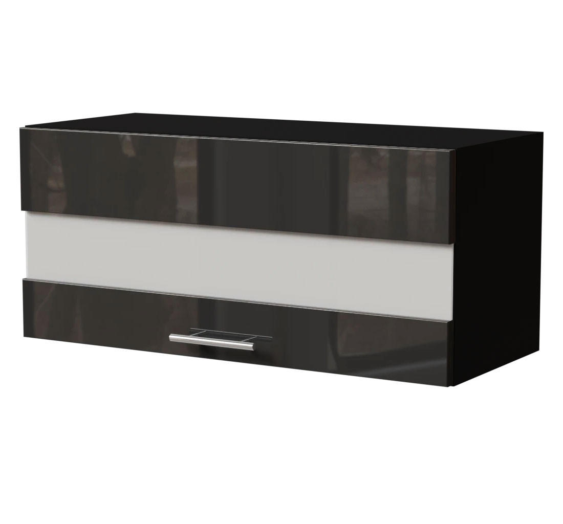 KLAPPHÄNGESCHRANK Essen W4BS/80/LAM Graphit Hochglanz / Schwarz Matt 80 / 32,5 / 36cm - Schwarz/Graphitfarben, Holz/Holzwerkstoff (80/36/32.5cm) - Feldmann-Wohnen