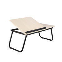 LAPTOP-BETTTISCH mit Getränkehalter Verstellbarer, klappbarer – Weiß-Ahornoptik, 56x32,5x24 cm - Naturfarben, Metall (32.5/56/24cm) - Livingandhome