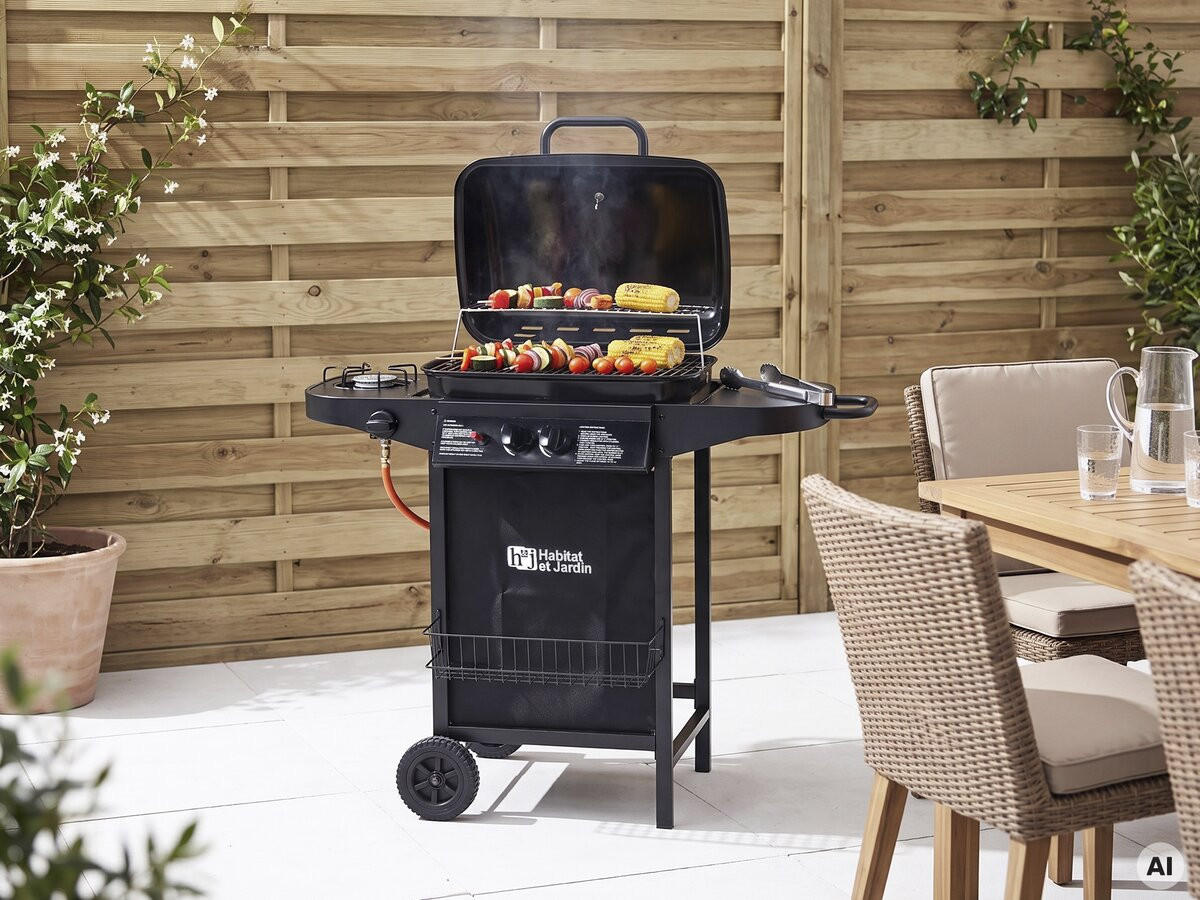 GASGRILL party 3 Schwarz - Grau, Metall (46/93/103cm) - Habitat Garten