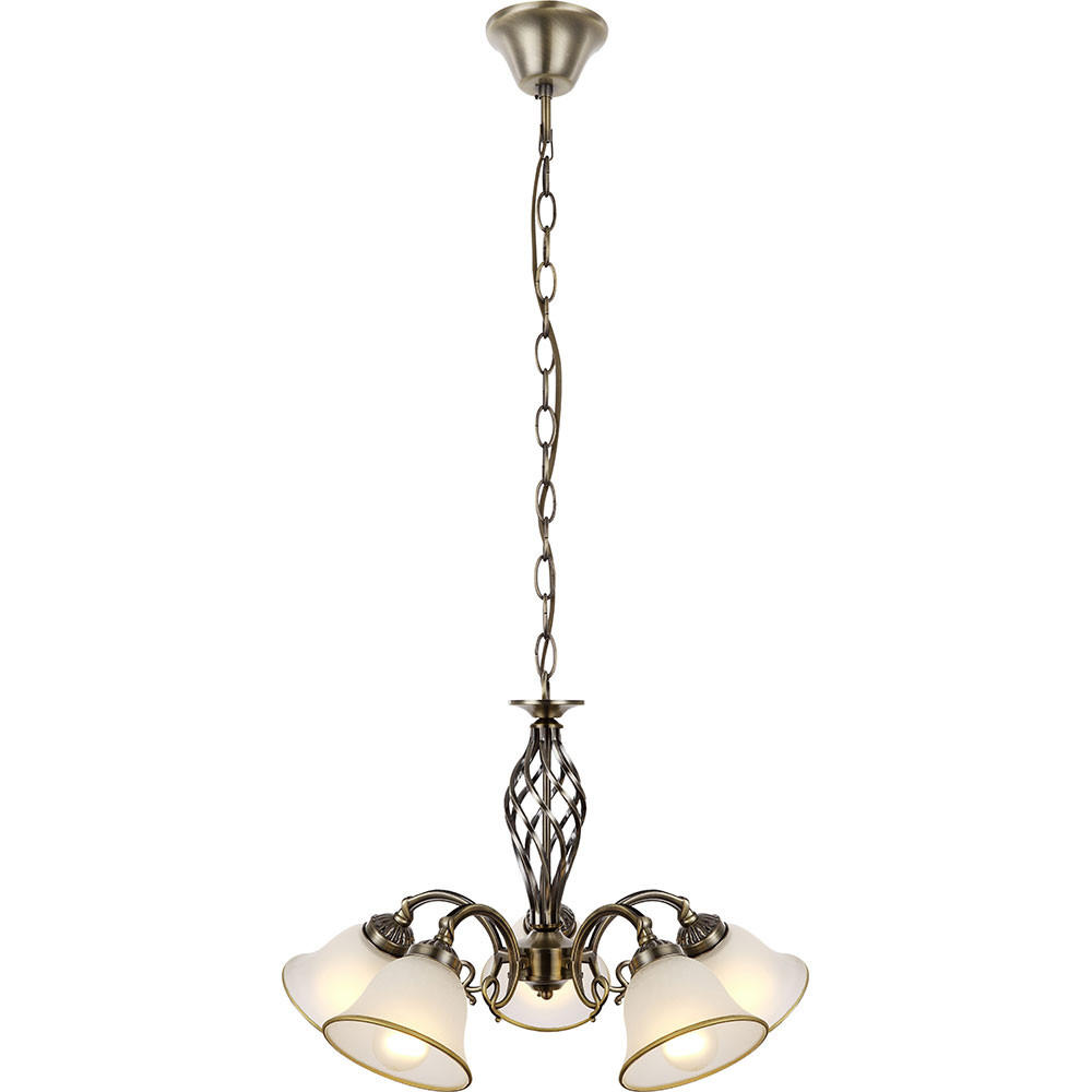 KRONLEUCHTER ODIN Messing 5-flammig - Messingfarben, Glas (60/60/120cm) - Globo Lighting