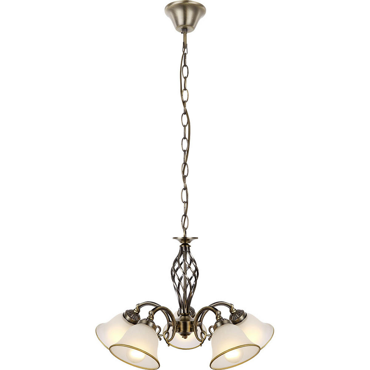 KRONLEUCHTER ODIN Messing 5-flammig - Messingfarben, Glas (60/60/120cm) - Globo Lighting
