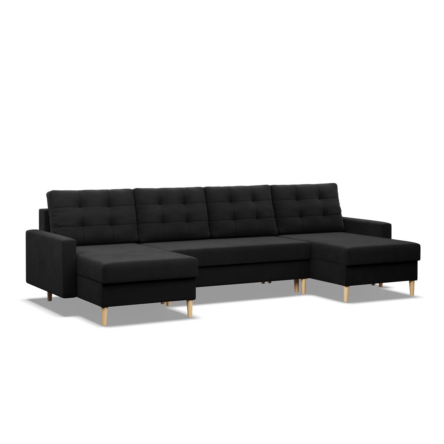 U-ECKSOFA MIT SCHLAFFUNKTION BLANK, Schwarz - Schwarz, Textil (294/88/140cm) - Mebligo