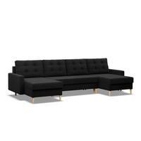 U-ECKSOFA MIT SCHLAFFUNKTION BLANK, Schwarz - Schwarz, Textil (294/88/140cm) - Mebligo