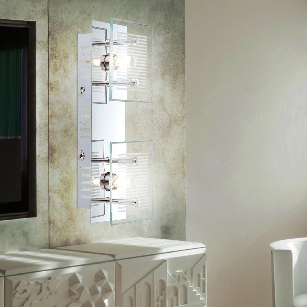 LED WANDLEUCHTE GILMA Metall Silber - Silberfarben, Glas (10/7.5/25cm) - Globo Lighting