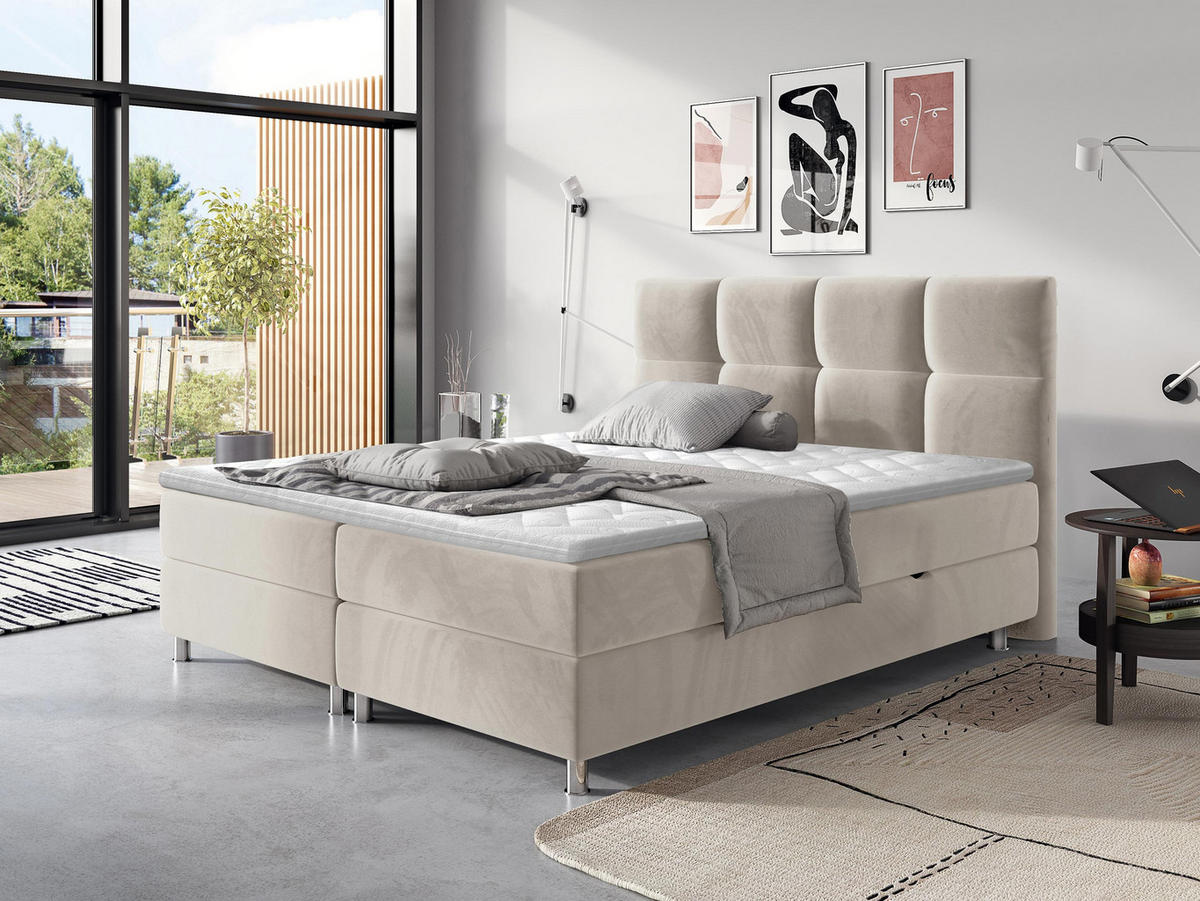 BOXBETT Dave - Chromfarben/Beige, Holz/Textil (140/200cm) - MIRJAN24