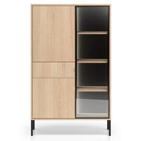 VITRINE Barnee 3-türig Eichenoptik, 92 cm - Beige/Schwarz, Holzwerkstoff/Metall (150/91.6/40cm) - Selsey