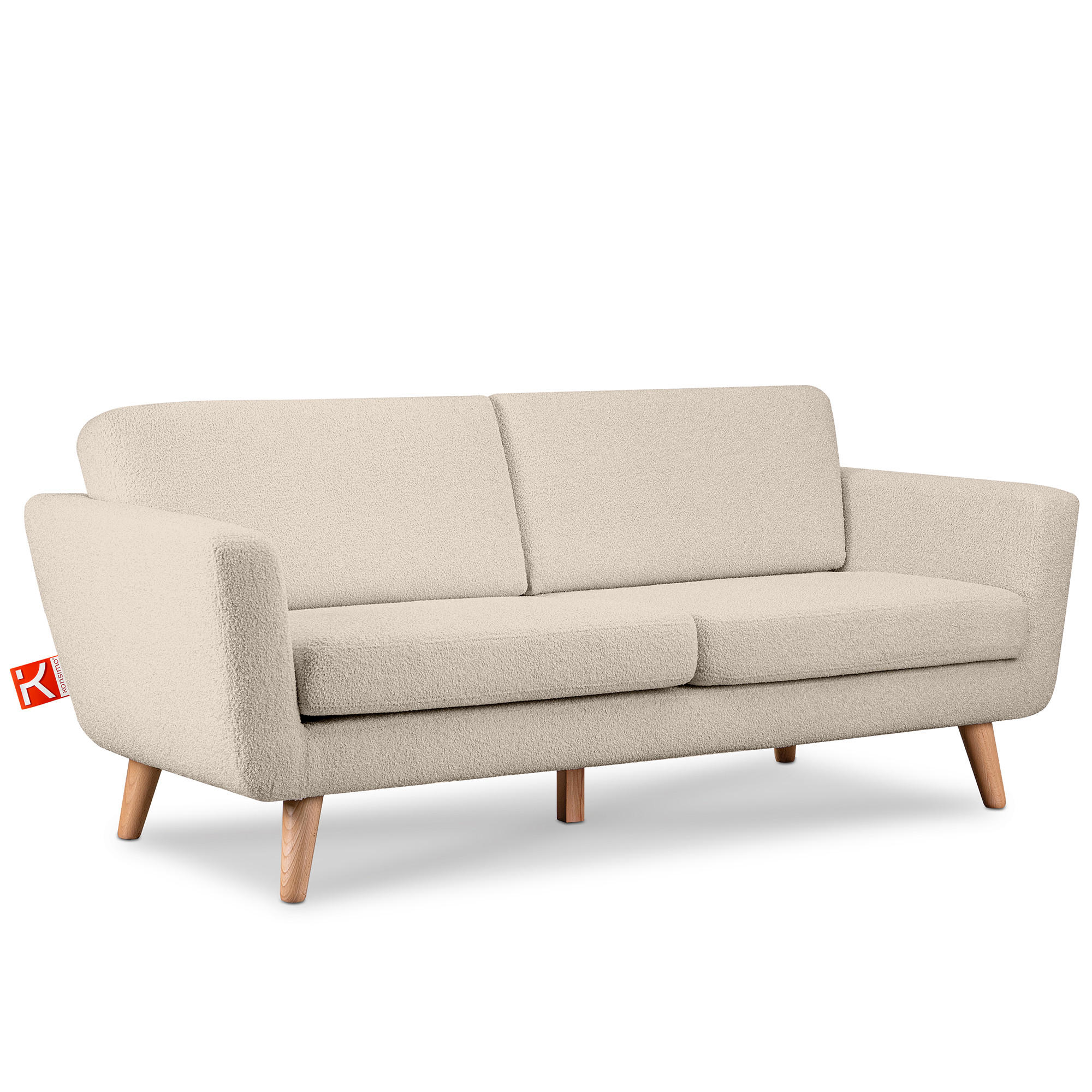 3-SITZER-SOFA TAGIO mit Armlehnen, Creme - Creme/Braun, Buchenholz/Textil (88/80/190cm) - KONSIMO®