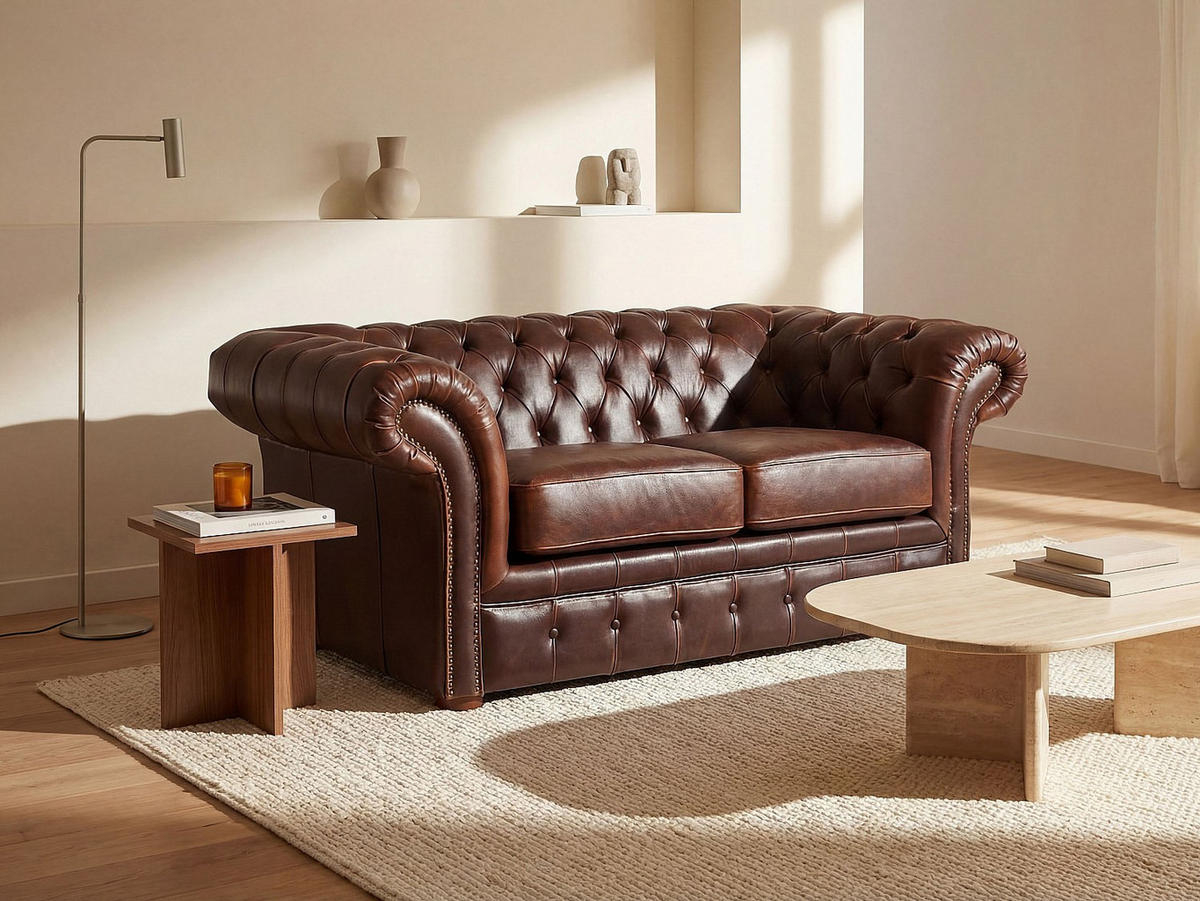 SOFA ohne Schlafmöglichkeit - -Sitzer - Leder - Schokoladenbraun - - Braun, Leder (173/73/90cm) - Vente-Unique