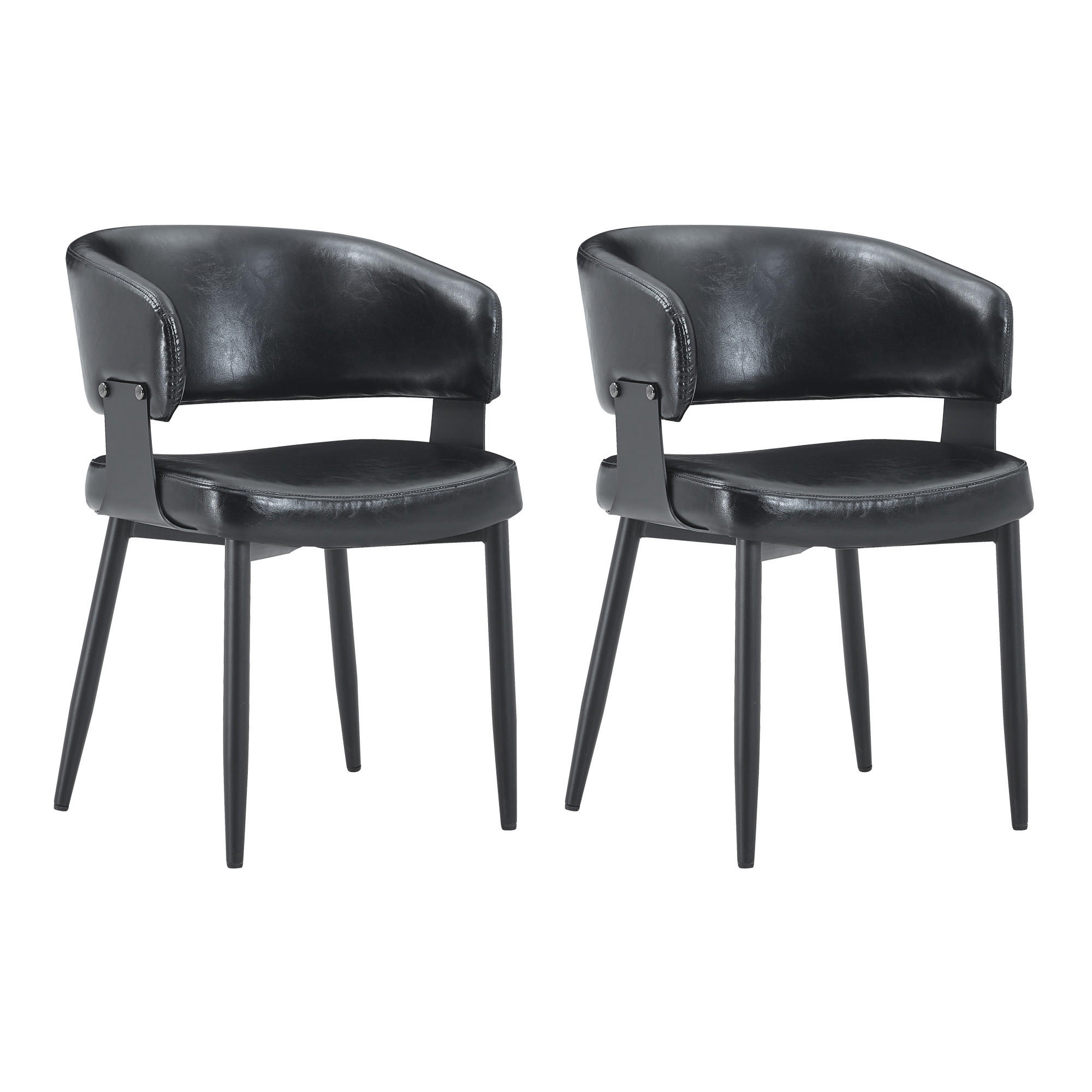 ARMLEHNSTUHL-SET DE-36713 2 Stück im Mid-Century-Modern-Stil Schwarz - Schwarz, Metall (48/77.3/46.5cm) - ComfortXL