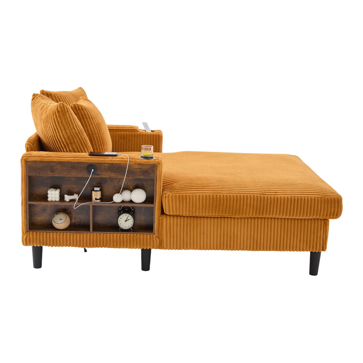 RELAXLIEGE XXL Polsterliege,Relaxsessel,Cord,Gelb - Gelb, Textil (129/70/170cm) - LVHOM