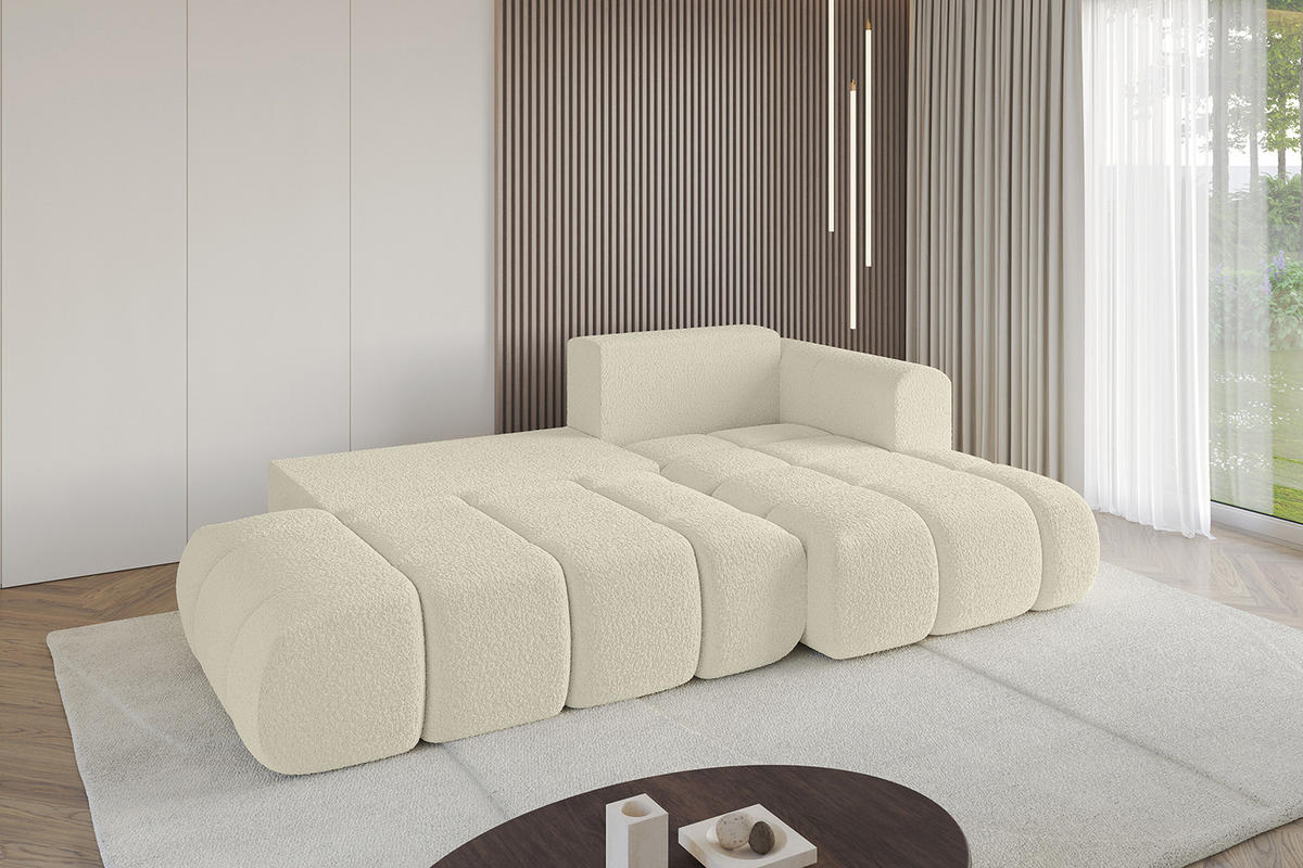 ECKSOFA Ottomane Rechts CLOUD-L 289x180x40 Beige Bouclé - Beige, Holzwerkstoff/Kunststoff (289/180cm) - ALTDECOR