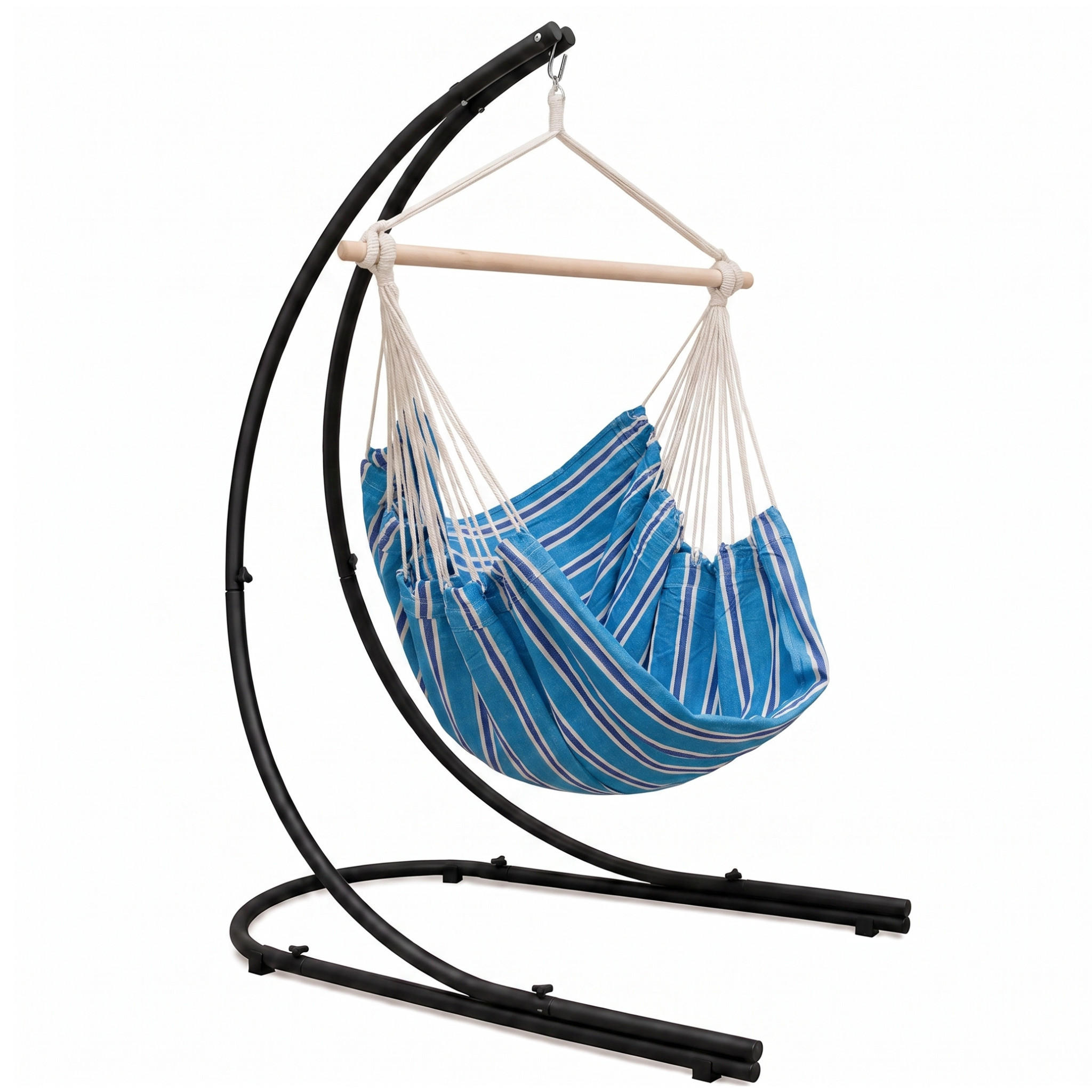 XL HÄNGESTUHL mit Gestell 210/140 cm , Petrol/Schwarz - Blau, Textil (140/210/160cm) - Amanka
