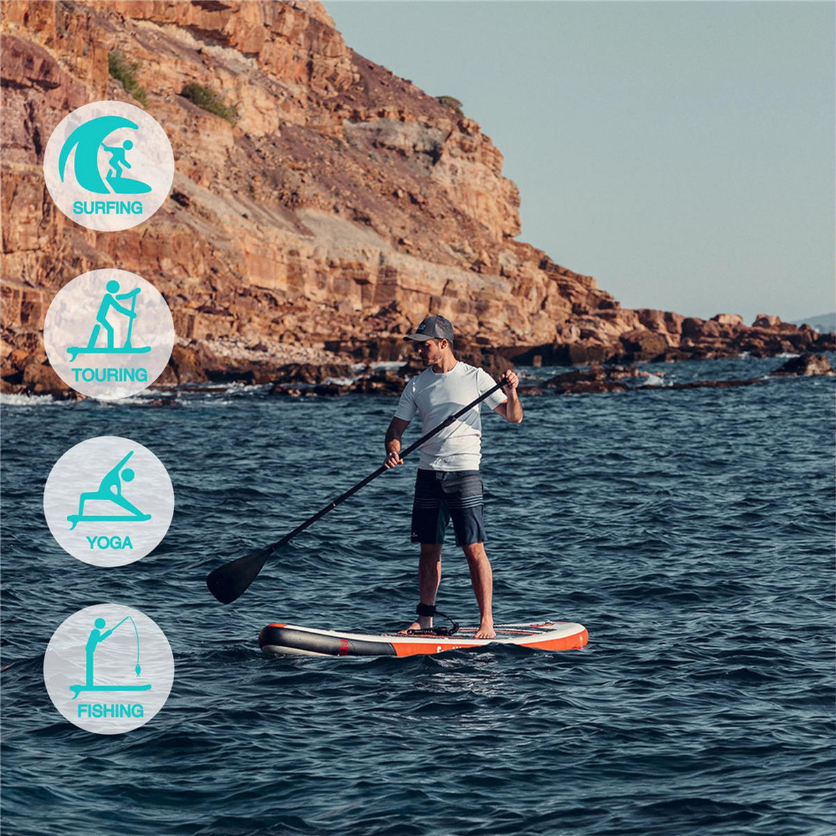 PADDLE BOARD Aufblasbar 335x84x15 cm Stand Up - Orange, Kunststoff (84/335/15cm) - Kaket