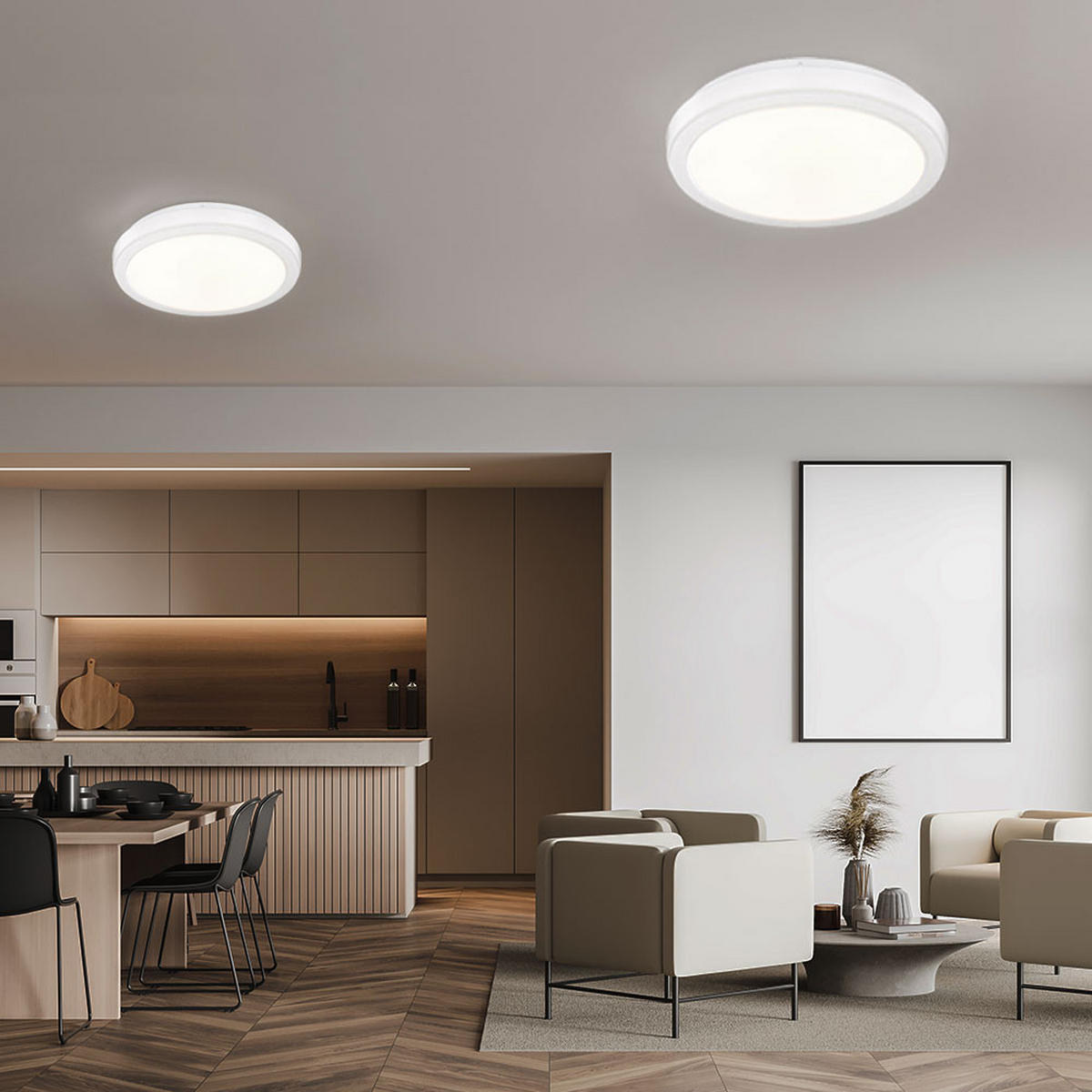 LED DECKENLEUCHTE Metall Acryl Weiß Marmoroptik 2er Set - Weiß, Metall (33.5/33.5/9.5cm) - Globo Lighting