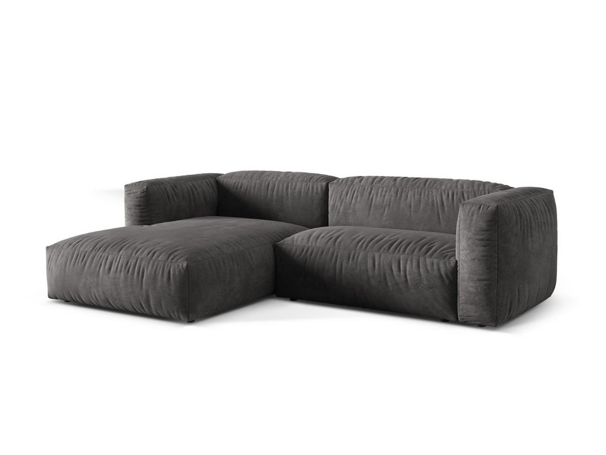 ECKSOFA modular links Martina aus Samt grau 2 Sitzplätze - Grau, Textil (176/283cm) - Micadoni