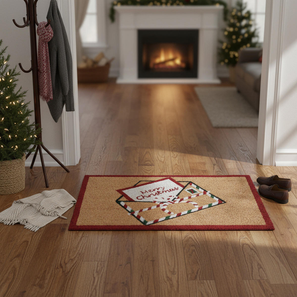 FUSSMATTE Kokosfaser Weihnachtsmotiv 59/39 cm - Braun, Naturmaterialen (39/59cm) - Home Styling Collection