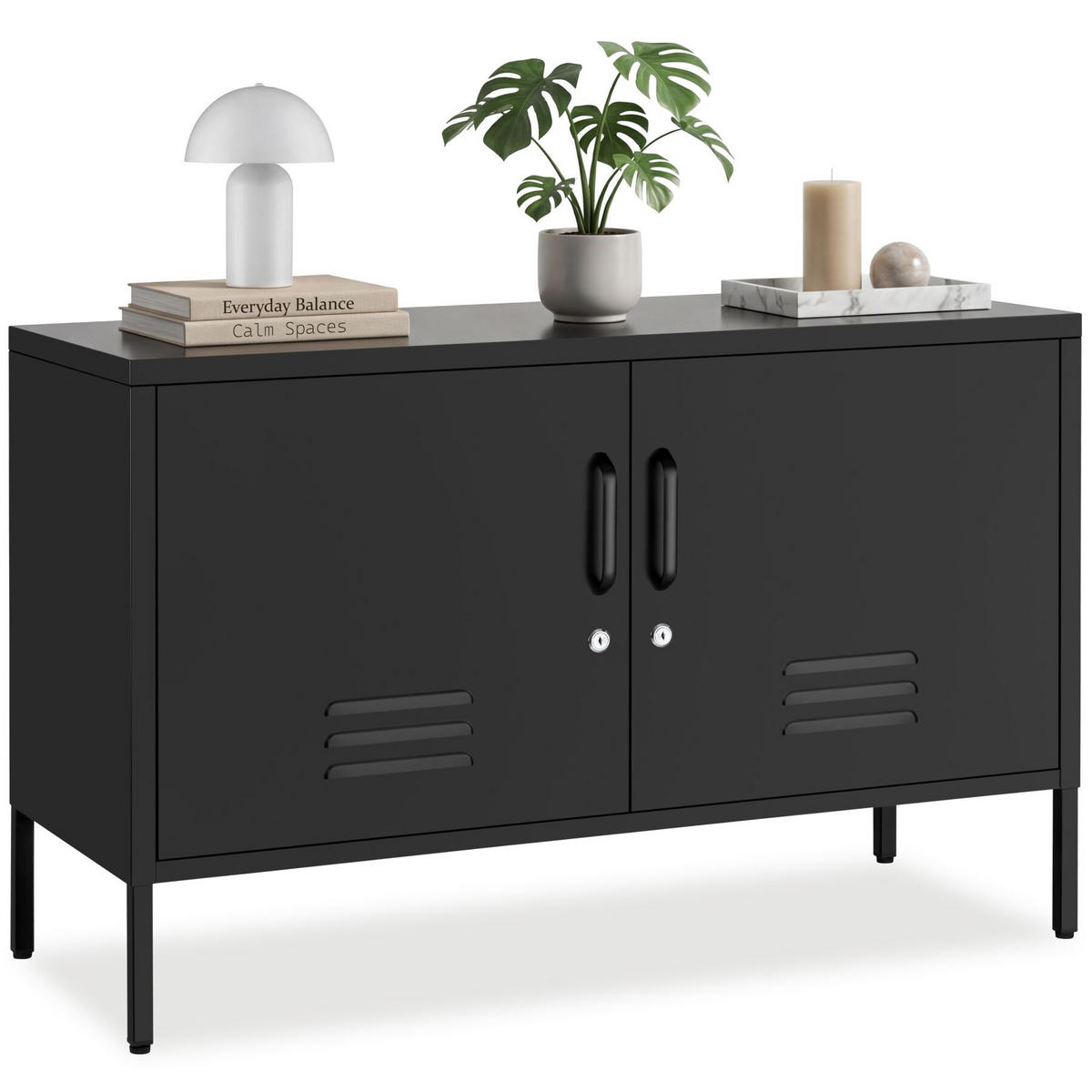 SIDEBOARD Baker, Kippschutz, höhenverstellbare Füße, schwarz - Schwarz, Metall (100/65/42.5cm) - tectake