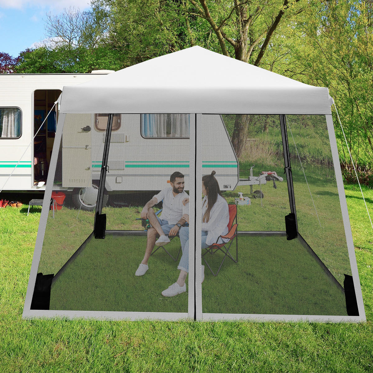 STAN 3x3 m sivý - sivá, plast (300/255/300cm) - COSTWAY