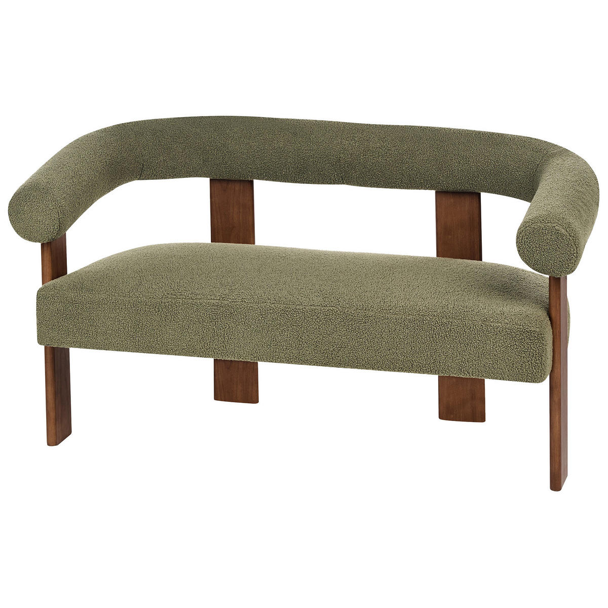 2-SITZER-SOFA Bouclé Grün/Dunkelbraun Ilbro - Braun/Grün, Textil (138/76/68cm) - Beliani